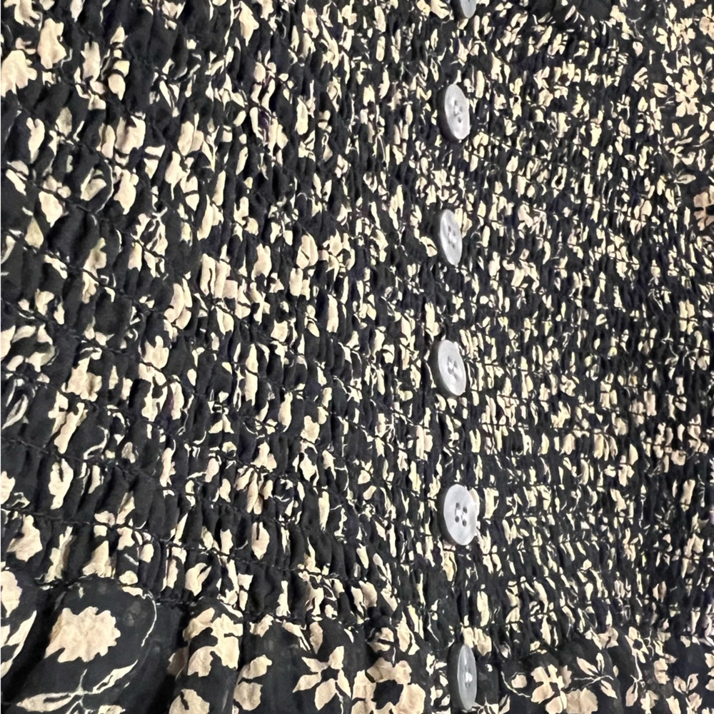 Madewell Dress - Black floral midi dress with front slit - Picture 3 of 11